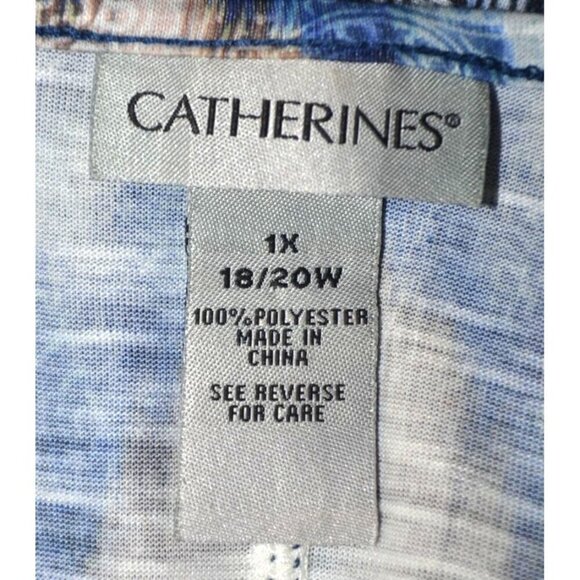 Catherines Womens Blue Embroidered Beaded Blouse Tunic Top Plus Size 1X 18 20W - Picture 12 of 13